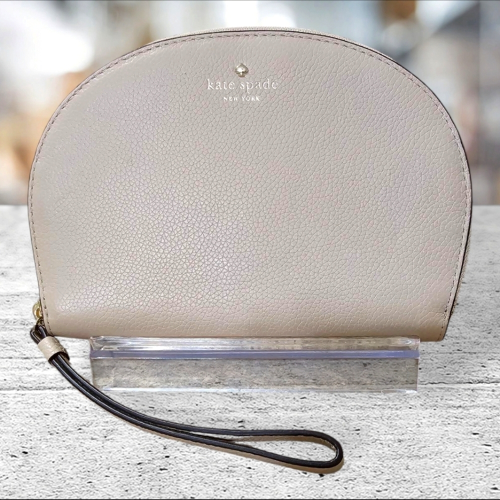KATE SPADE Cream Half Moon Wristlet Bag